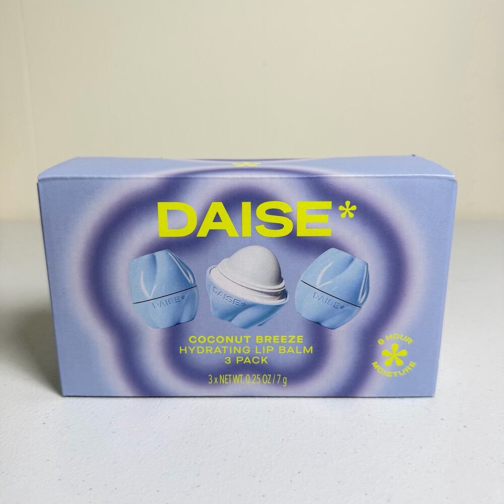 DAISE Coconut Breeze Hydrating Lip Balm 3 Pack 0.25 oz 7g Sealed Damaged Boxmake